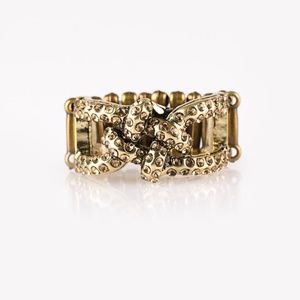 4 for $20 Topaz Rhinestone Crisscross Brass Ring